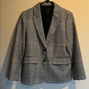 J. Crew Black and White Glen Plaid Blazer